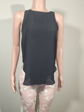 Decree Black Sleeveless Chiffon Overlay Camisole